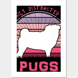 Easily Distracted By Pugs Sunset Posters and Art